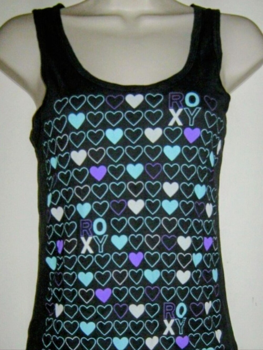 Vintage Rare The Original T Gray Heart Ribbed ROXY Top